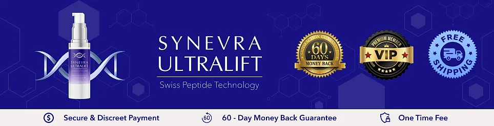 Synevra UltraLift: 60-day money-back guarantee, premium member and free shipping badges